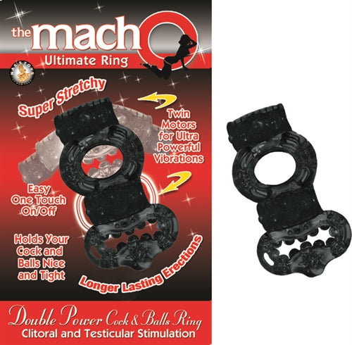The Macho Collection Double Power Cock and Balls Rising - Black