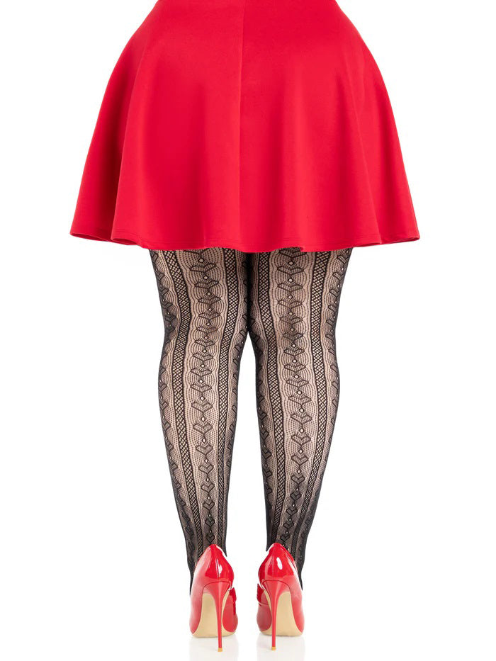 Plus Sweetheart Striped Tights - Black/Red • Material: 95% nylon, 5% spandex • Packaging: Bagged