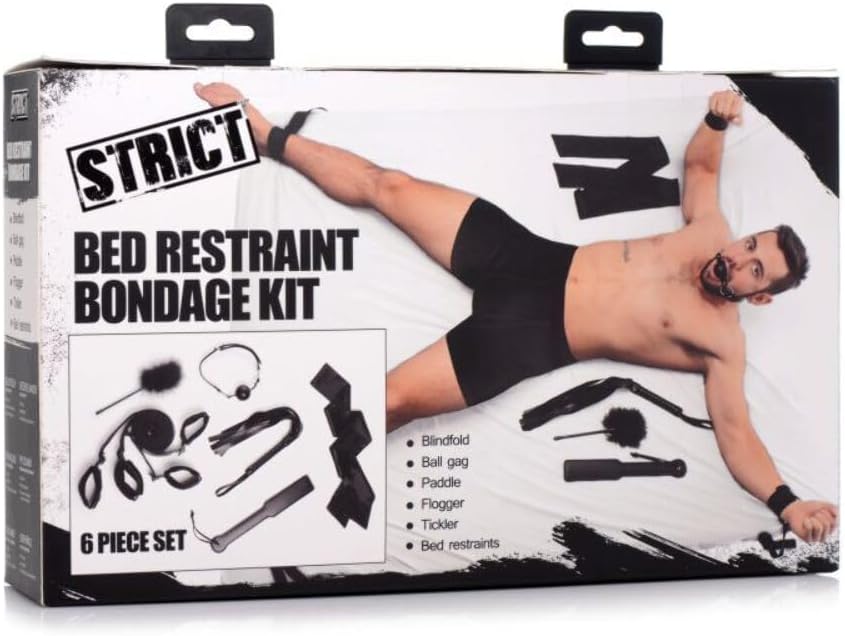 Strict Bed Restraint Bondage Kit Black – 6 Piece BDSM Restraint Set
