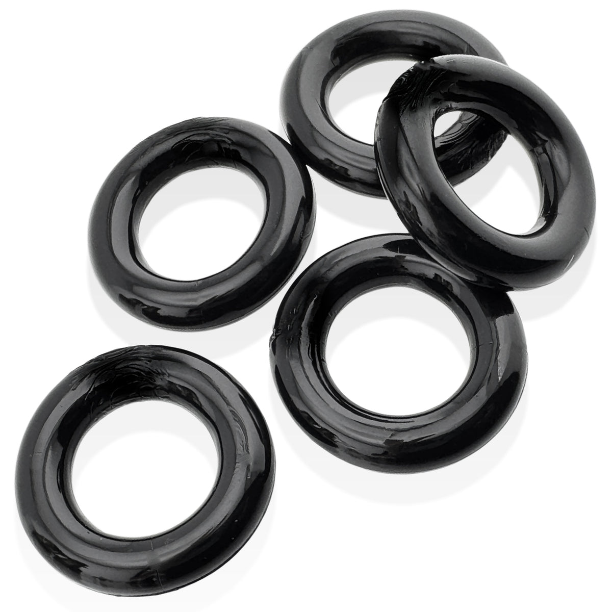 Jacker 5-Stack Five-Pack Tube Super-Strong Cockrings Black