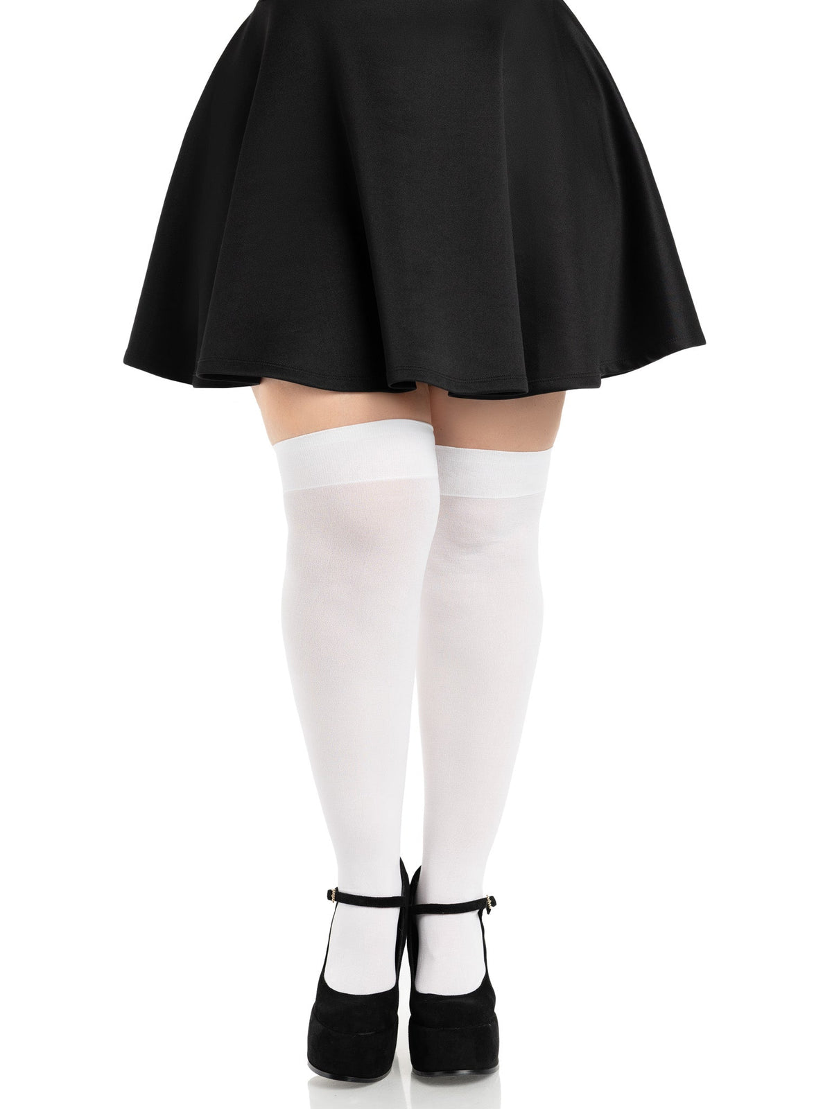 Opaque Thigh Highs - Queen Size - White