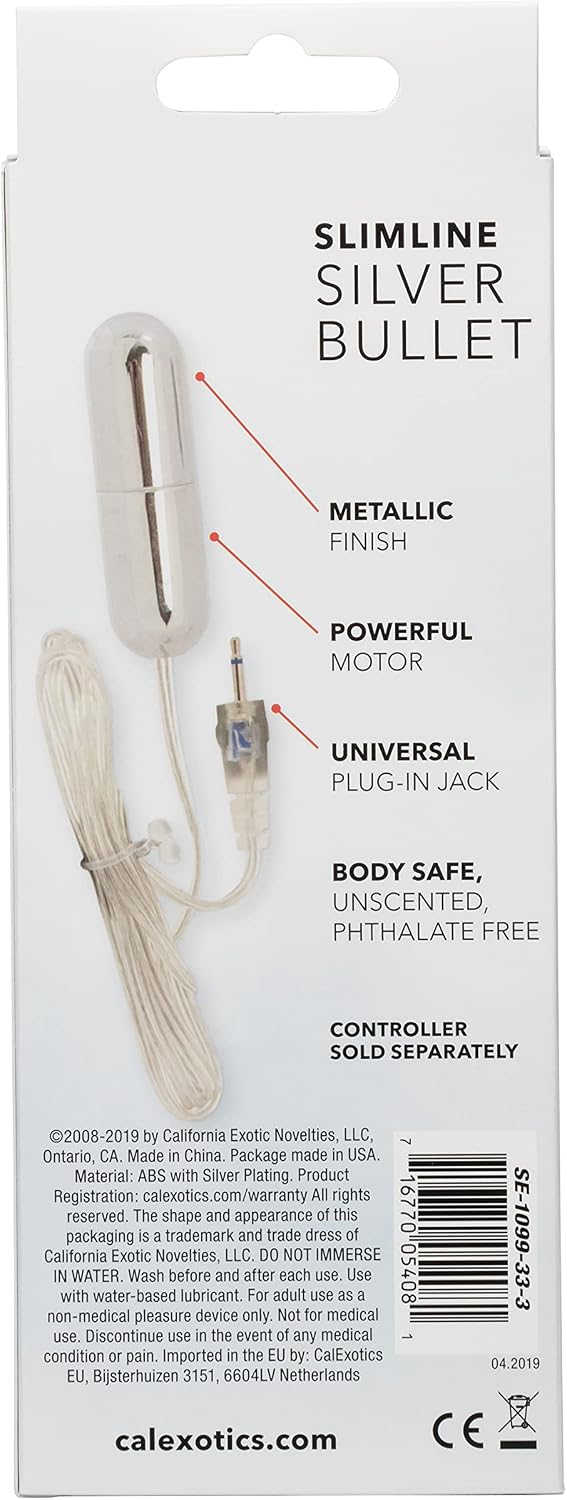 CalExotics Sterling Collection Slim Silver Bullet Vibrator – Compact Metal Bullet Vibe