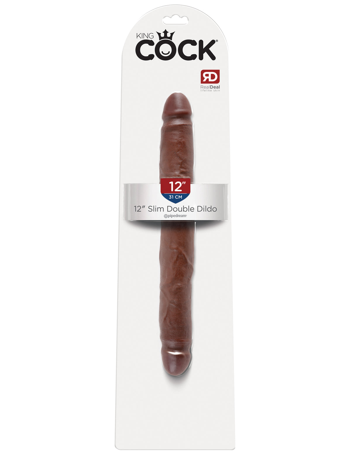 King Cock 12 Inch Slim Double Dildo - Brown