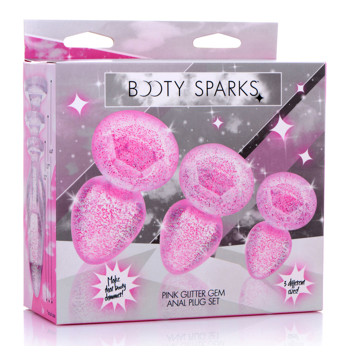 BOOTY SPARKS GLITTER GEM ANAL PLUG SET PINK