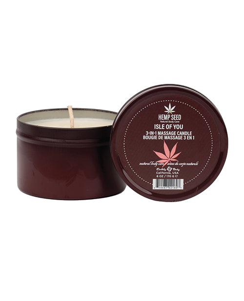 Earthly Body Suntouched Hemp Candle - 6 oz Round Tin Isle of You