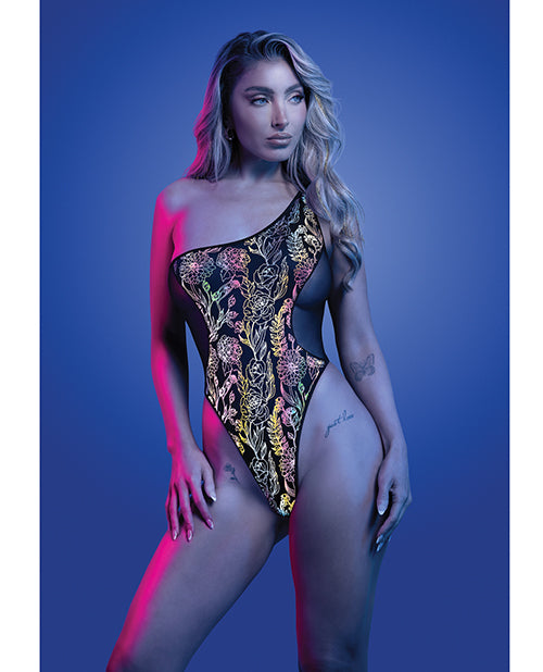Luminescent Flash Reflective Floral Print Teddy - Black L/XL