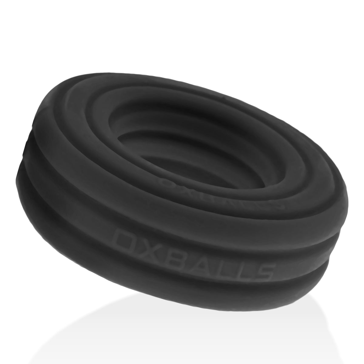 Roto Grooved Gripper-Ribbed Cockring Black Fog