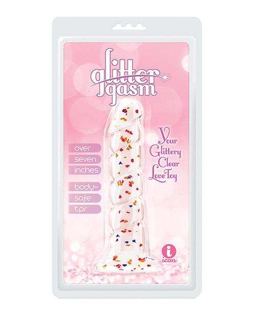 Glittergasm 7.5" Swirls Dildo - Red/Gold/Orange
