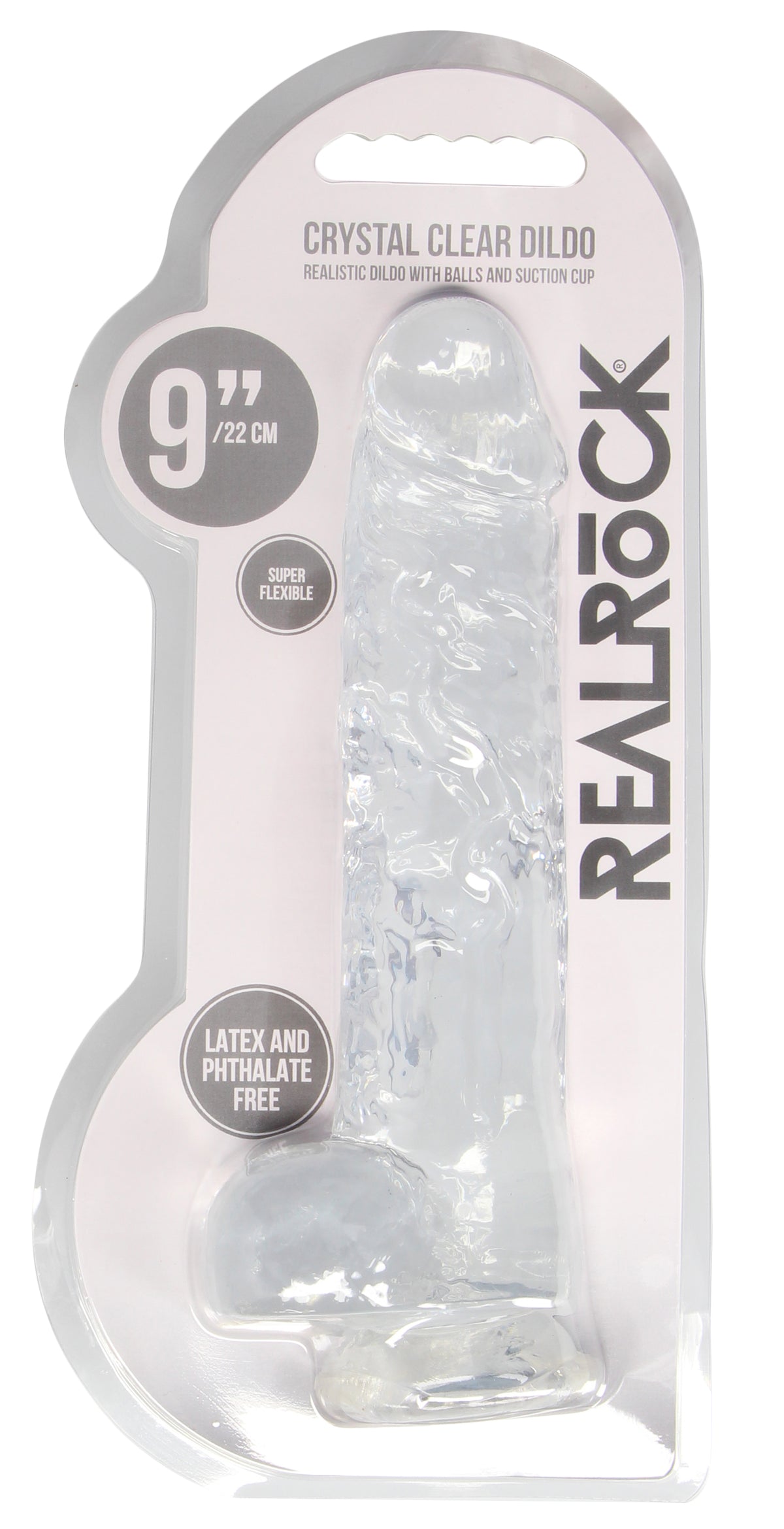 REALROCK 9IN REALISTIC DILDO W/ BALLS CRYSTAL CLEAR