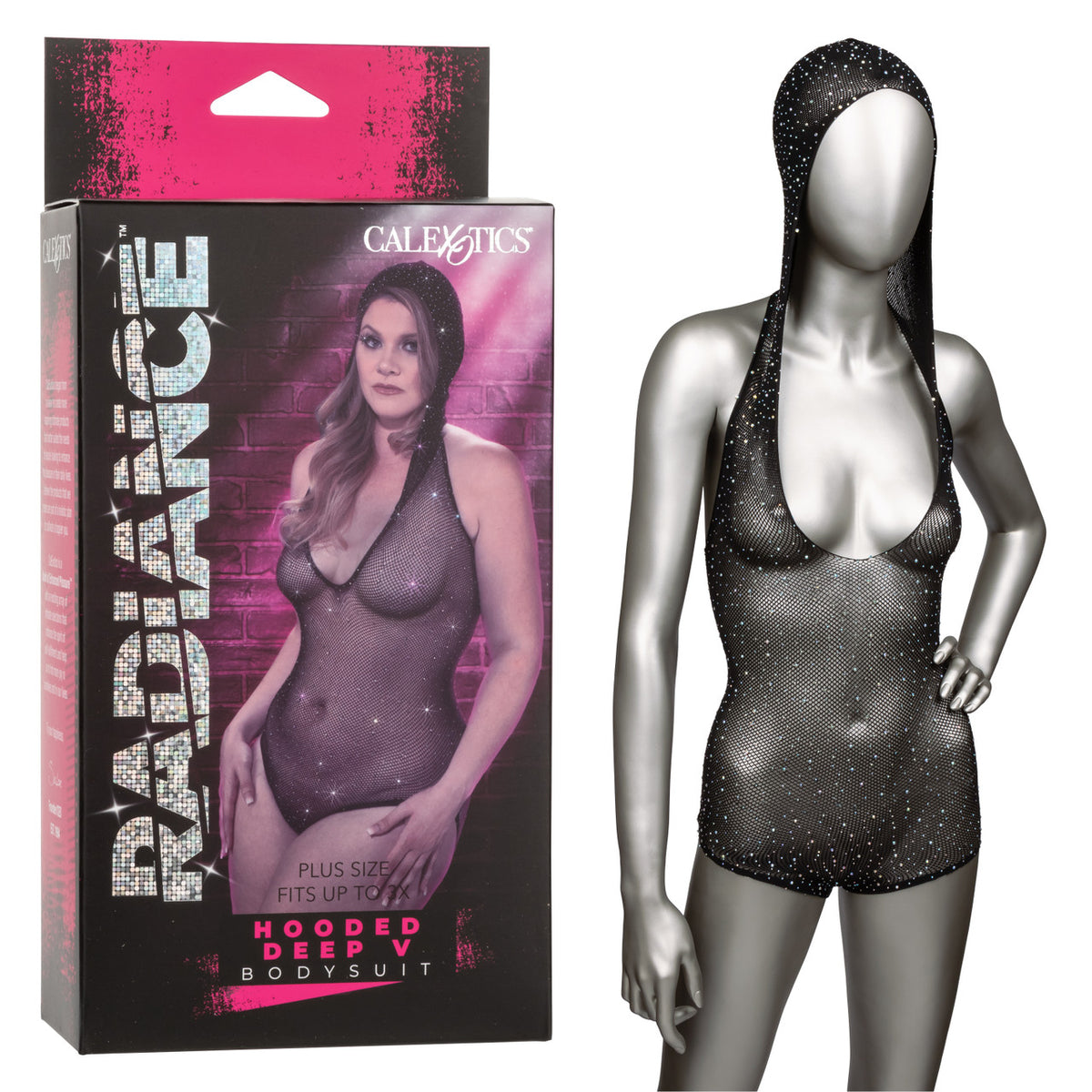 RADIANCE PLUS SIZE HOODED DEEP V BODY SUIT