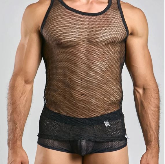 Mob Fishnet Tank Top Black Small