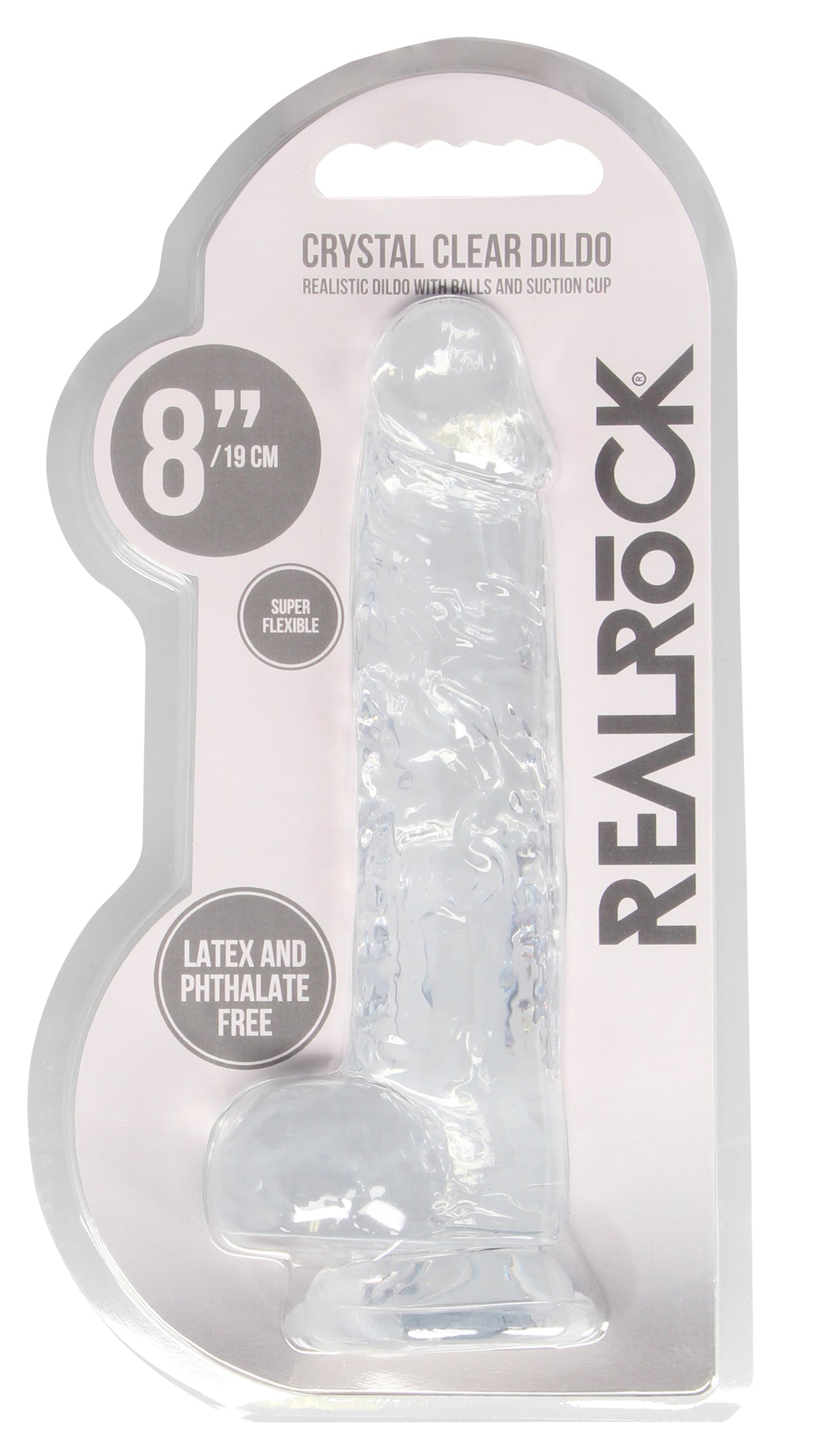 REALROCK 8IN REALISTIC DILDO W/ BALLS CRYSTAL CLEAR