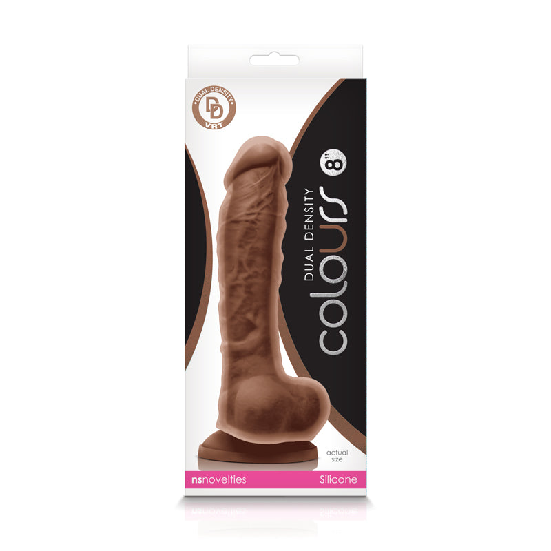 COLOURS DUAL DENSITY 8IN DILDO BROWN
