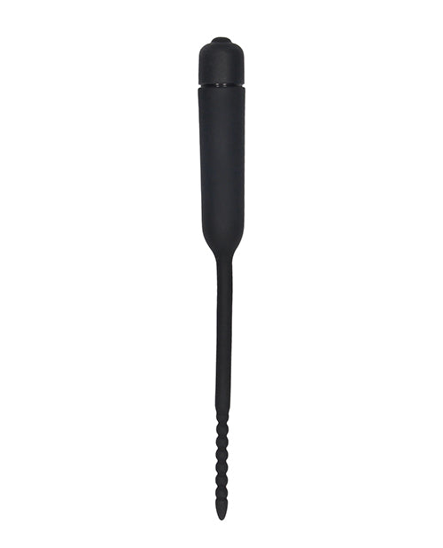 Ouch Silicone Vibrating Bullet Plug with Beaded Tip – Black Urethral Sounding