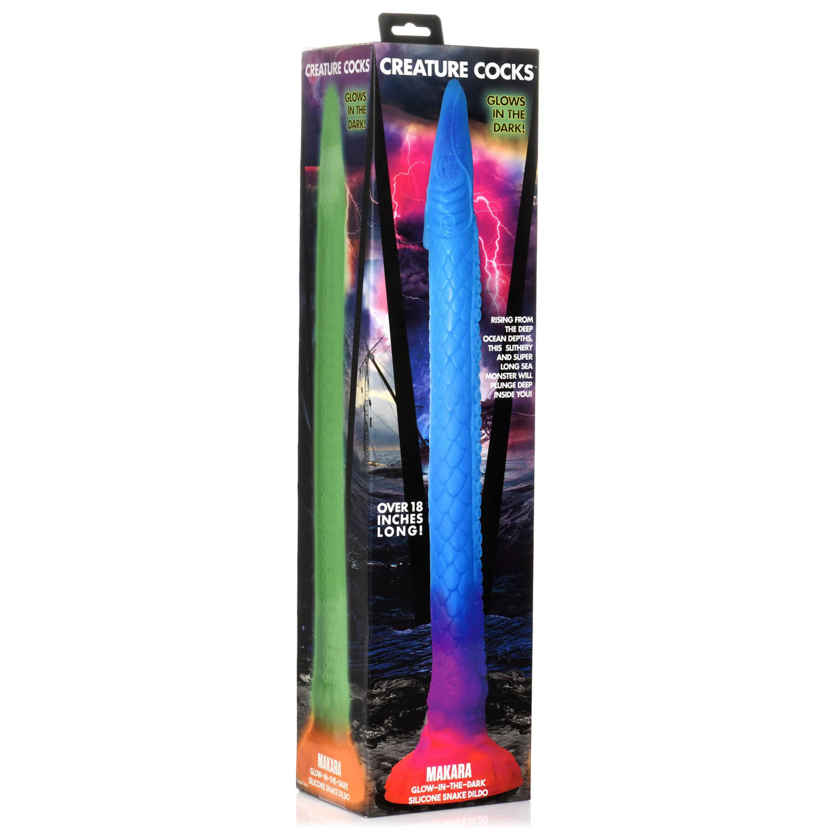 CREATURE COCKS MAKARA GLOW IN THE DARK SILICONE SNAKE DILDO
