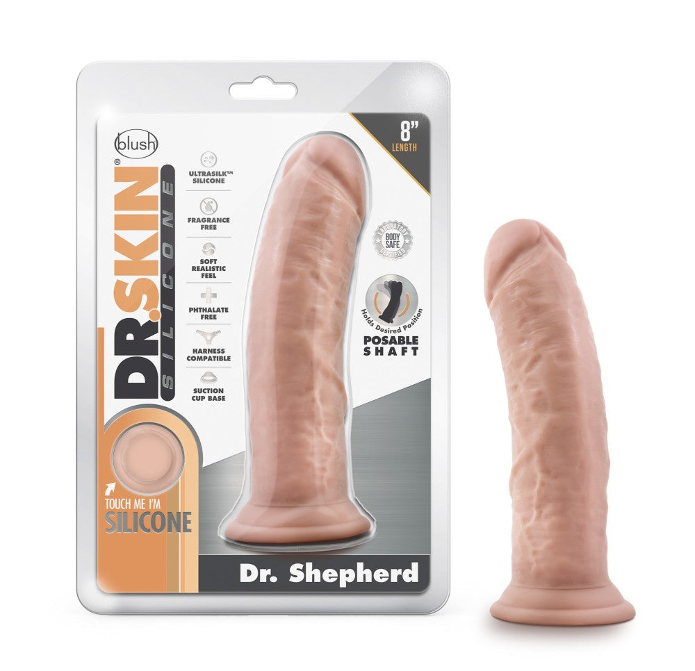 Dr. Skin Silicone - Dr. Shepherd - 8 Inch Dildo With Suction Cup - Vanilla