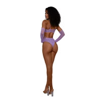 Lilac Lace Bralette Panty and Gloves Set