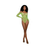 Rhinestone Off Shoulder Bodystocking