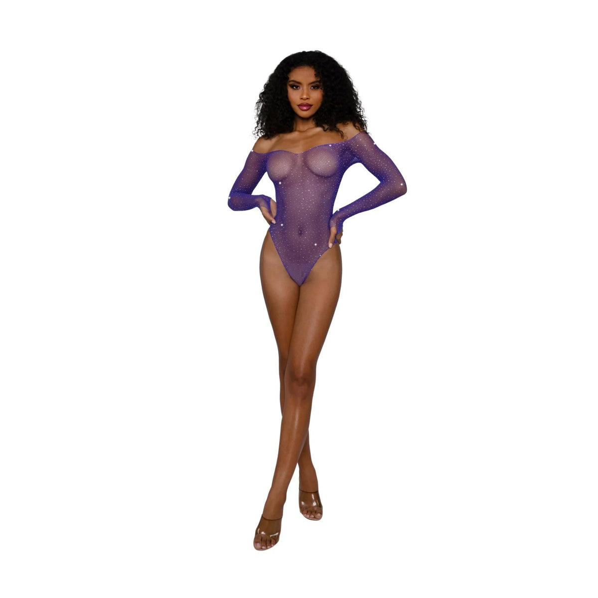 Rhinestone Off Shoulder Bodystocking
