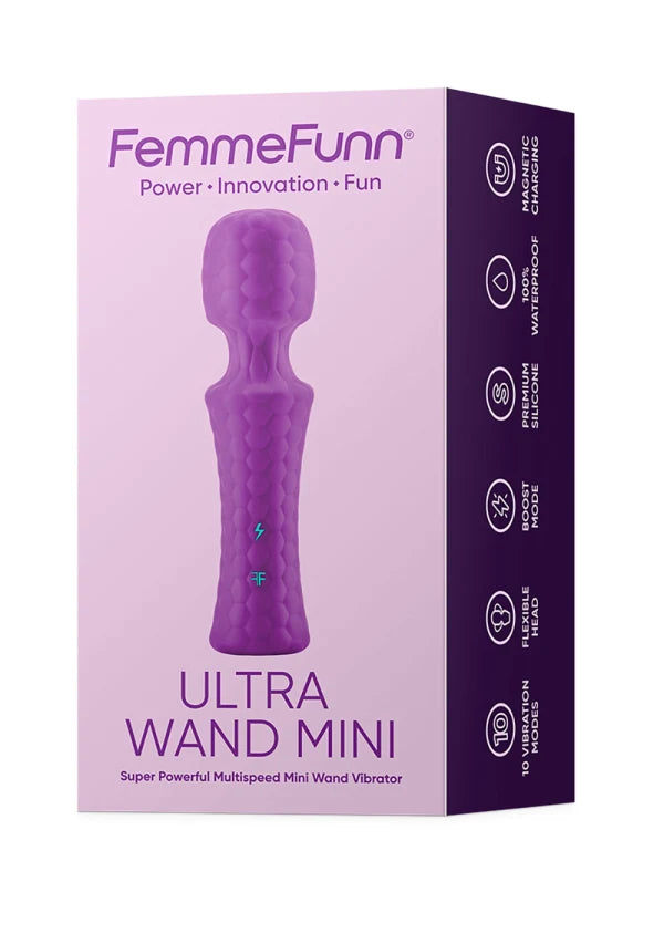 FemmeFunn Ultra Wand Mini Purple – Rechargeable Waterproof Silicone Mini Wand Massager