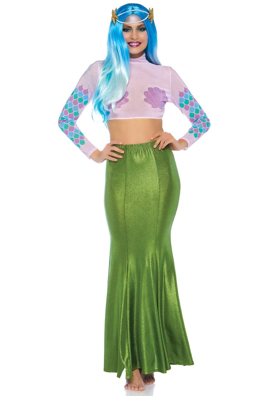 Shimmer Spandex Mermaid Costume Maxi Skirt - Small-Medium - Green