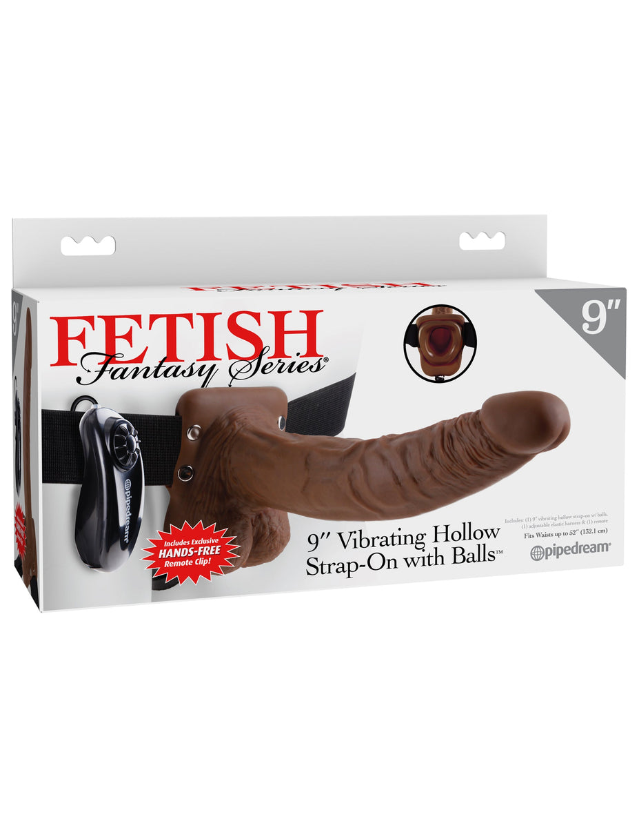 Fetish Fantasy Series 9-Inch Vibrating Hollow Strap-on With Balls - Brown