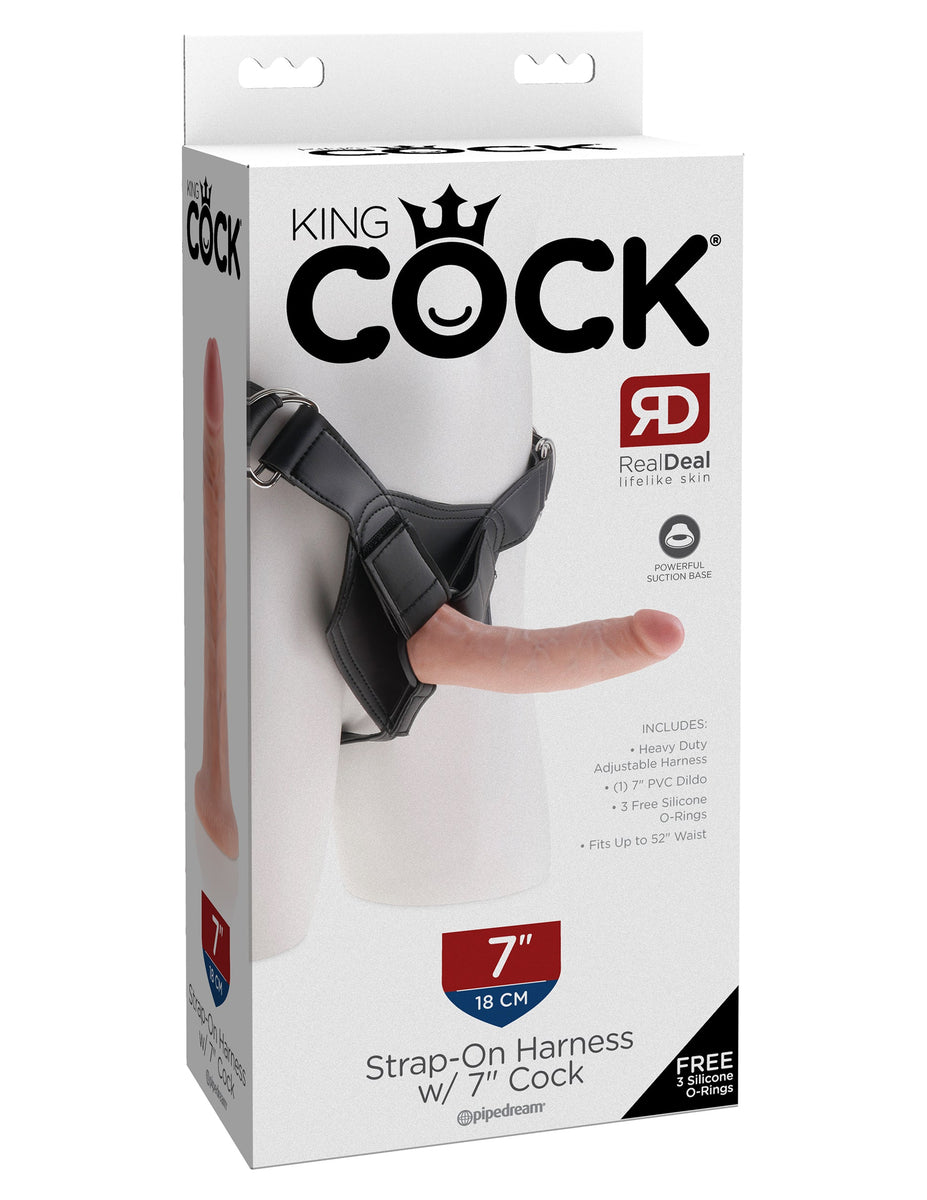 King Cock Strap on Harness With 7 Inch Cock - Flesh