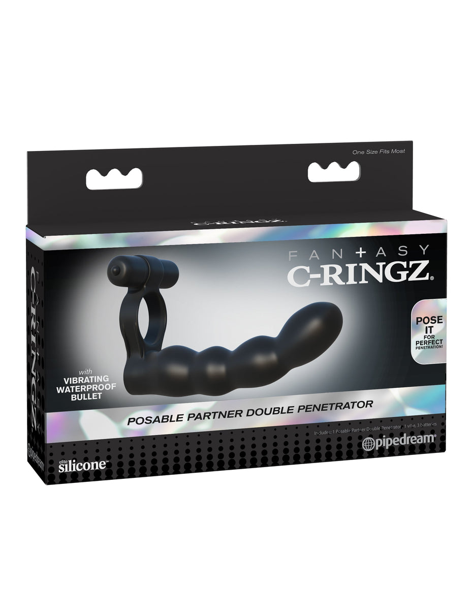 Fantasy C-Ringz Posable Partner Double Penetrator - Black