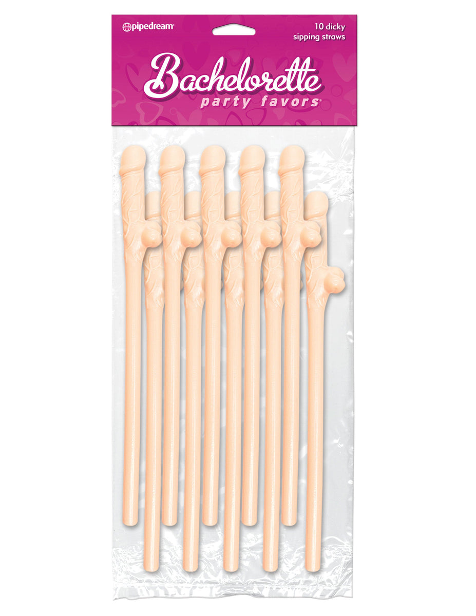 Bachelorette Party Favors - Dicky Sipping Straws - Light - 10 Piece