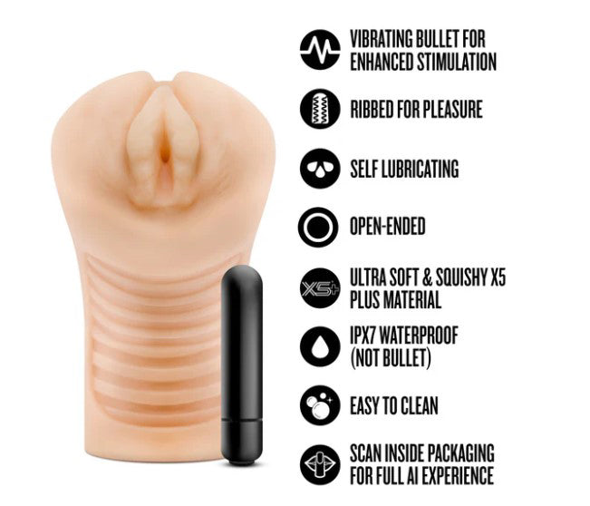 Enlust Georgia Male Masturbator With Bullet Vibrator - Beige
