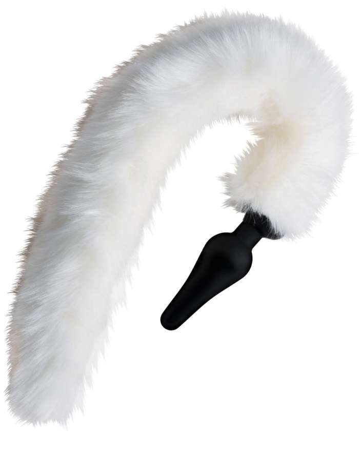 TAILZ White Fox Tail & Ears Set – Silicone Tail Plug with Faux Fur Fox Ears