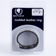 Spartacus Studded C Ring Black – Adjustable Leather Cock Ring with Metal Studs