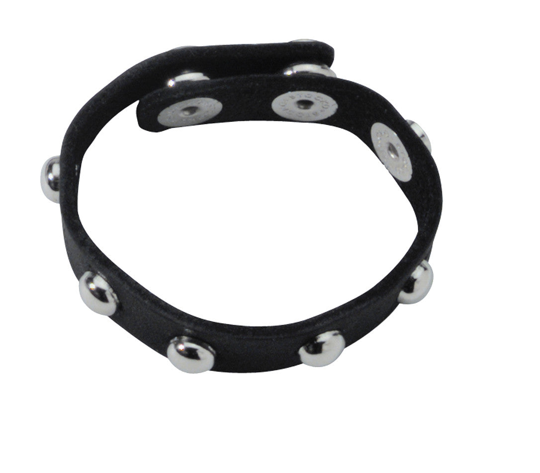 Spartacus Studded C Ring Black – Adjustable Leather Cock Ring with Metal Studs
