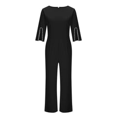 3/4 Sleeve Playsuit Black – Women's Stretch Playsuit Size Large