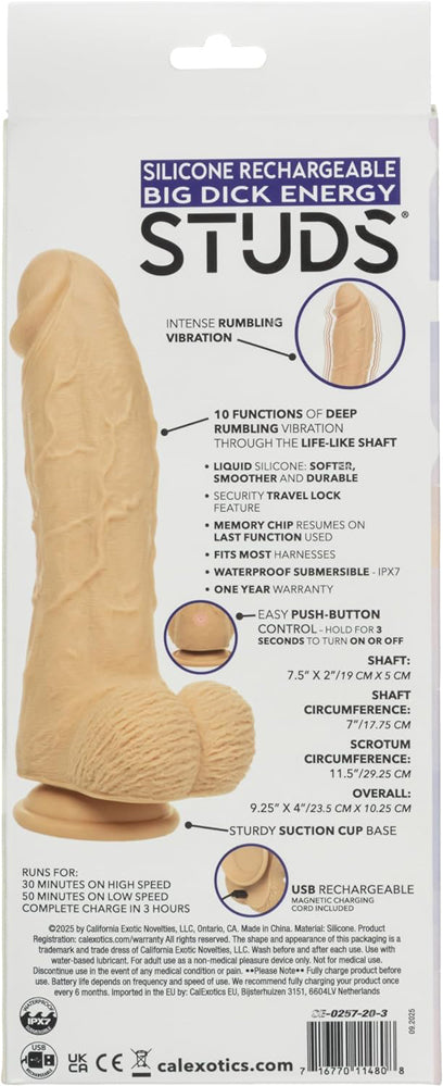Silicone Rechargeable Big Dick Energy Studs - Ivory