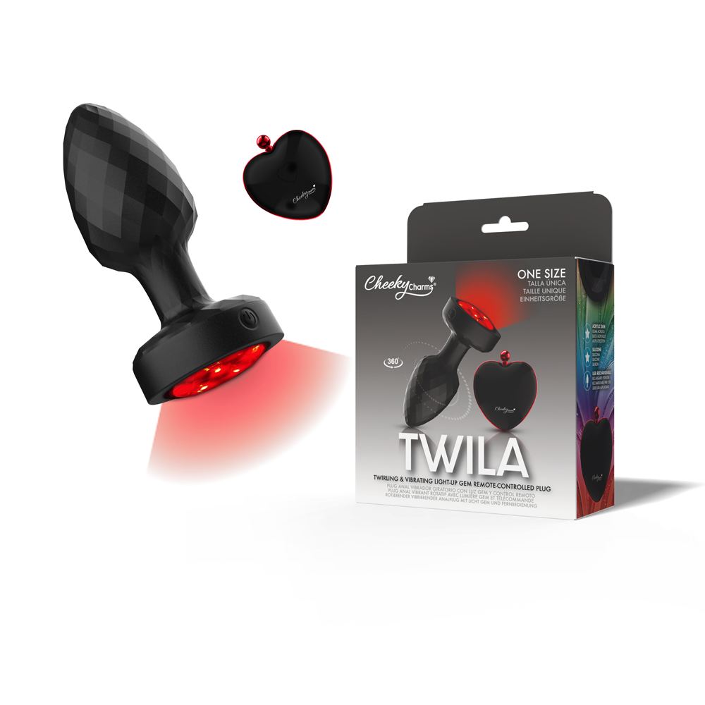 Twila Twirling Smoke Gem Light Up Vibrating Plug With Blk Heart Remote