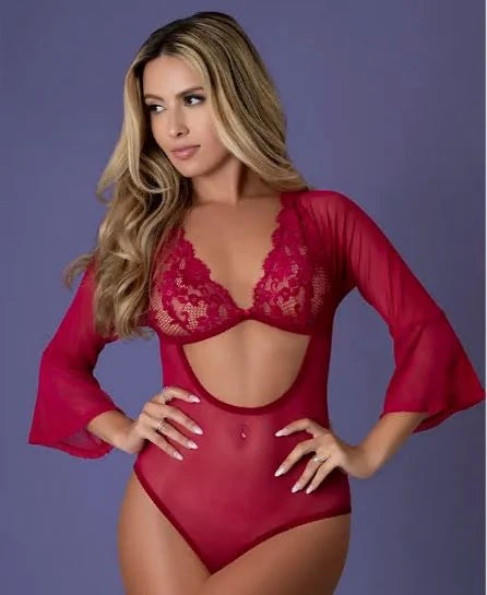 Sleeve 3/4 Playsuit Cherry – Women's Cherry 3/4 Sleeve Playsuit Size Medium
