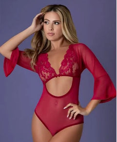 Sleeve 3/4 Playsuit Cherry – Women's Cherry 3/4 Sleeve Playsuit Size Medium