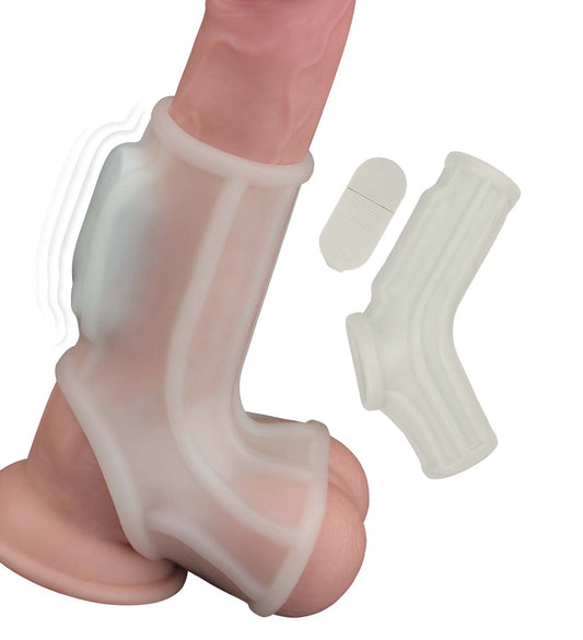 Vibrating Power Sleeve Sleek Fit White – Stretch Textured Enhancement Sleeve | Nasstoys
