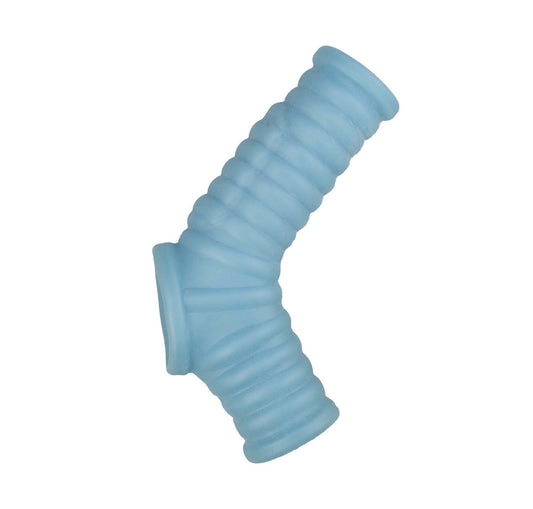Vibrating Power Sleeve Ribbed Fit Blue – Textured Enhancement Sleeve | Nasstoys