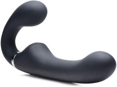 Strap U Mighty Rider 10X Vibrating Strapless Strap-On Black – Rechargeable Silicone Dildo