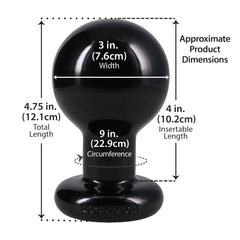 Round Butt Plug Large - Black
