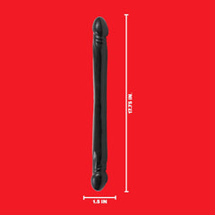 Smooth Double Header – 18-Inch Black Double Dildo