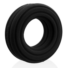 Roto Grooved Gripper-Ribbed Cockring Black Fog
