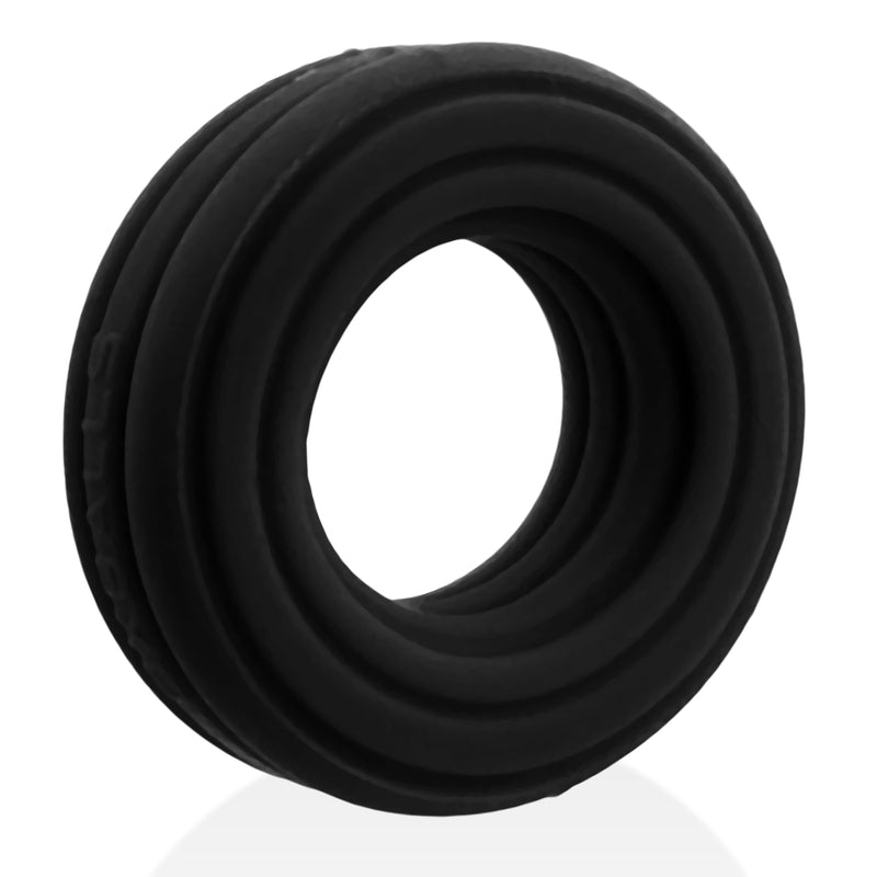 Roto Grooved Gripper-Ribbed Cockring Black Fog