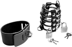 Strict Gates of Hell Chastity Device – 5 Ring Leather & Metal Male Chastity System