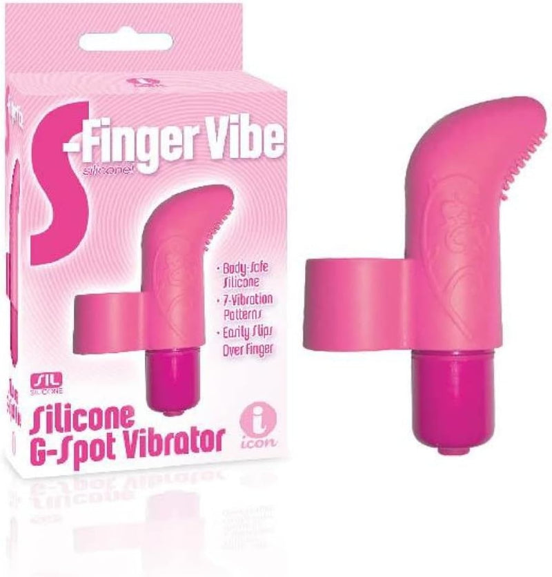 The 9's S-Finger Vibe Pink – Silicone G-Spot Finger Vibrator with 7 Vibration Modes