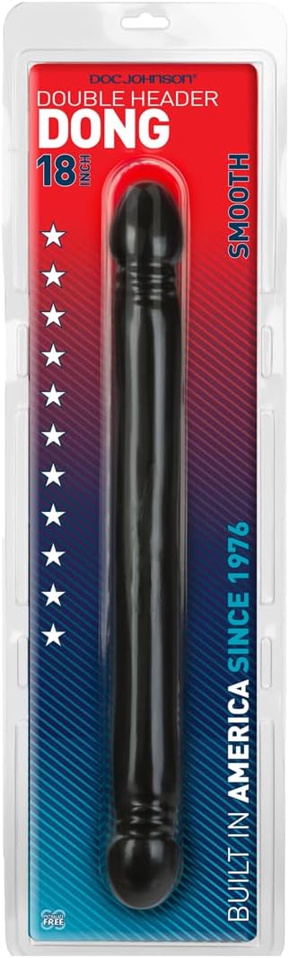 Smooth Double Header – 18-Inch Black Double Dildo