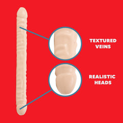 Smooth Double Header – 18-Inch White Double Dildo