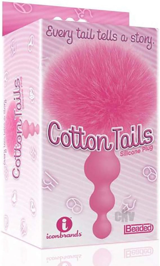 The 9S Cottontails Bunny Tail Butt Plug Beaded Pink – Silicone Bunny Tail Anal Plug